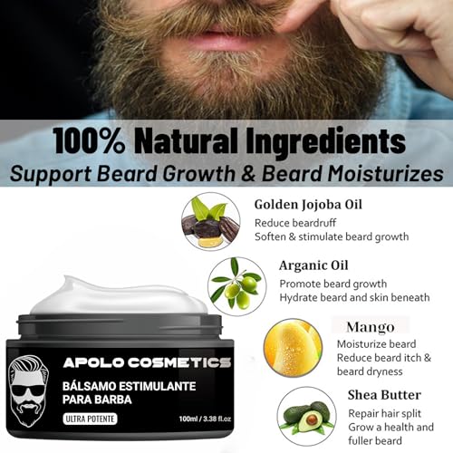 Beard Balm for Men 2PCS - Shea Moisture Beard Growth Vitamins & Stimulating Oil