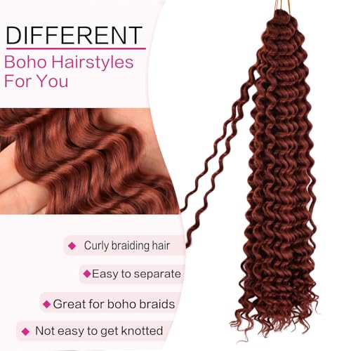 22 Inch Crochet Hair Extensions Pack of 6 Ocean Wave Boho Braids - FEILIMEI