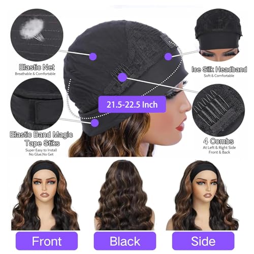 12 Inch Ombre Headband Wig Human Hair Body Wave #4/27 Highlight Glueless Wigs - Black Women Style