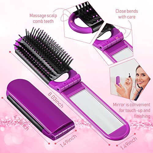 50 Pcs Travel Hair Brushes with Mirror, Foldable Portable Comb Set