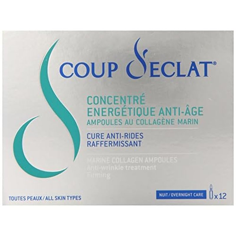 Coup d'Eclat 12 Piece Marine Collagen Ampoules - Anti-Aging Skin Care, Rejuvenating Facial Serum for Fine Lines & Wrinkles, Plumping & Hydrating, 12 Ampoule Serum for Face