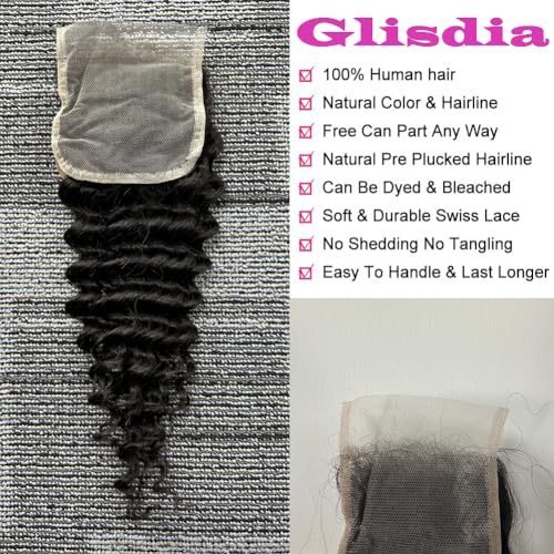 Natural Color 20 Inch Deep Wave Lace Closure Human Hair Pre-Plucked with Baby Hair
