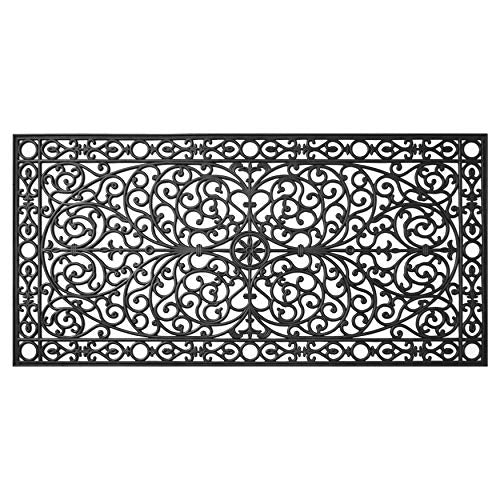 Rubber Doormat 3x6 Feet - Black, Heavy Duty All-Season Porch Mat - Rectangular