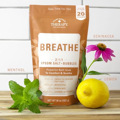 Village Naturals Breathe Foaming Body Soak Lemon Menthol Peppermint 36oz Pack of 2