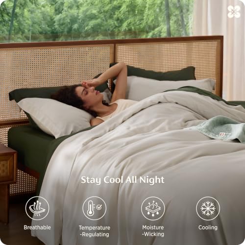 Bedsure King Linen Duvet Cover Set - 104 x 90 Inches, No Comforter, Breathable Bamboo Viscose