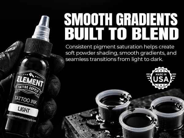 Element Tattoo Supply 2 oz Greywash Set – 3 Shades Greywash (Light, Medium, Dark) for Black & Grey Tattoos