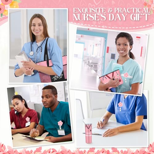 Sieral 5 Pcs Nurse Gifts Bulk for Women NP Gifts Tumbler Tote Makeup Bag Badge Clipboard for Coworker Nurse Practitioners