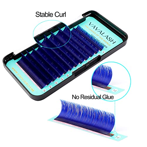 VAVALASH Colored Easy Fan Eyelash Extensions 0.07 C Curl 8-15mm Mixed Tray Blue Self Fanning Lashes 2D-10D Colorful Volume lash extensions£¨Blue,0.07-C-8-15 Mix£©
