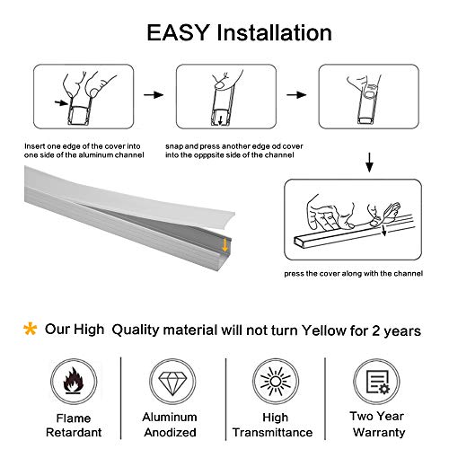 10-Pack 6.6ft U-Shape LED Aluminum Channel System with Milky Cover & Accessories