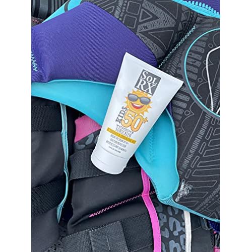 SolRX KID's SPORT Sunscreen SPF 50+ Oxybenzone Free Sunscreen, Reef Safe Sunscreen for Face and Body, Won't Run Into Eyes