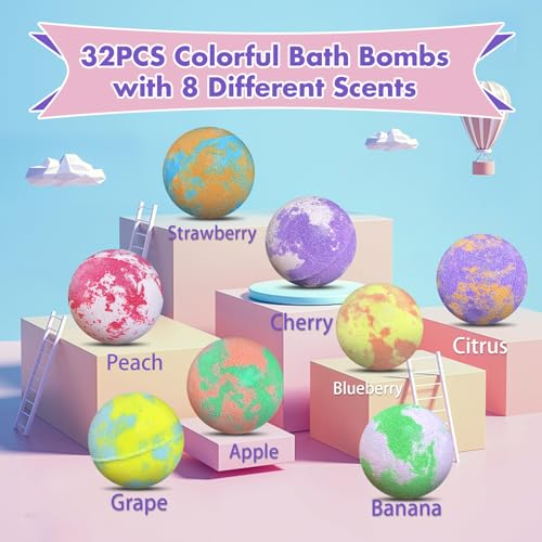 Kids Bath Bombs Set with Surprise Toys - 32 Pack, Natural & Organic, Handmade with Bath Toys - Variation of THIS listing