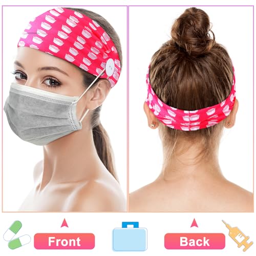 20 Pack Nurse Headbands with Buttons for Masks, Women’s Hair Accessories