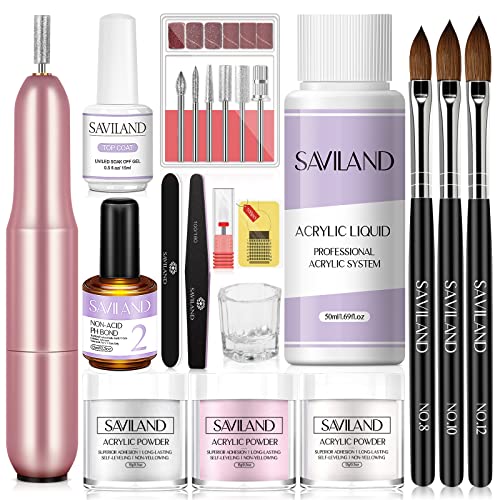 SAVILAND Purple Acrylic Nail Powder & Liquid Set with Drill - 0.5oz