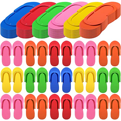 Janmercy 90 Pcs Pedicure Foam Disposable Slippers for Guests - Multi-Color