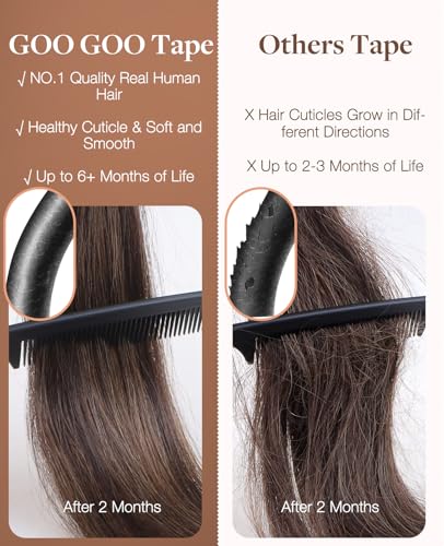 GOO GOO Invisi Edge Hair Extensions Balayage Chocolate Brown to Caramel Blonde 18 Inch 20 Pcs