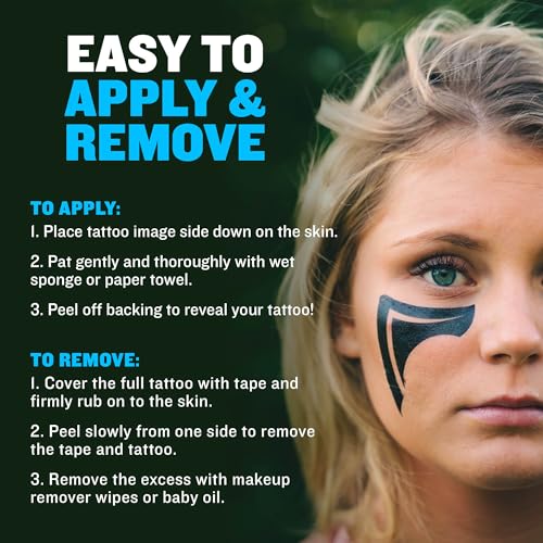 Sports Eye Black Temporary Tattoos (Mystery - 24 Pack) Made in The USA No Grease, No Mess, Fast Application Eye Black Accessories for Football, Baseball, Softball, Lacrosse & More