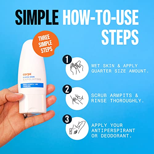 Carpe Underarm Exfoliating Scrub 3.3 Fl Oz Pack of 2 - Sensitive Skin Body Odor Remover