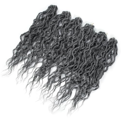 Grey Faux Locs Crochet Hair 24 Inch - 6 Pack Goddess Locs Synthetic Braids