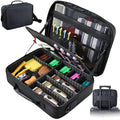 Yueieoun Professional Barber Clipper Case Organizer Bag, Black – Adjustable Dividers, 6-Slot Scissors Panel, Travel Grooming Tool Storage