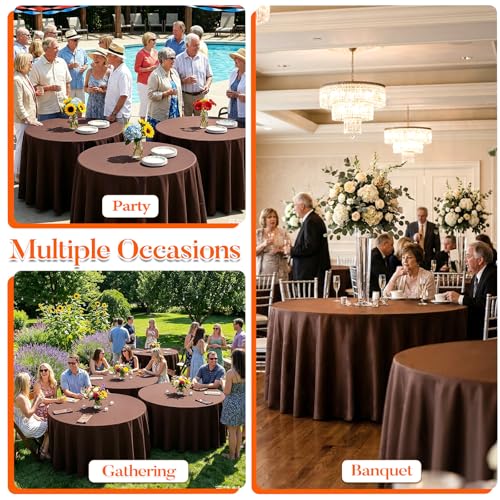 Brown 10 Pack 120-Inch Round Tablecloth for 48-96 Inch Tables - Durable Polyester