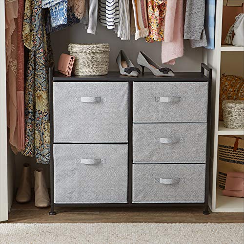 Black Closet Organizer with 5 Fabric Drawers - Versatile Bedroom Storage