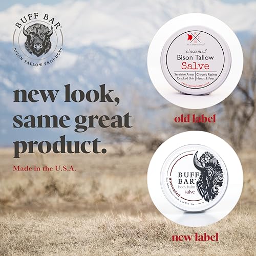 BUFF BAR Pure Bison Tallow Beard Balm - Jojoba Oil, Shea Butter, Beeswax, Clove Essential Oil, Leave in Conditioner, Condition, Strengthen, Nourish, Moisturize, Soften, and All Natural