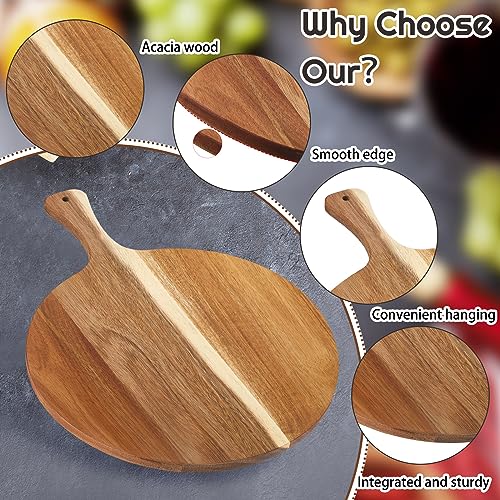 Round Acacia Wood Cutting Boards Set of 6 - 12 x 16 Inch Kitchen Serving Trays - Variation of 6 / 12 x 16 Inch