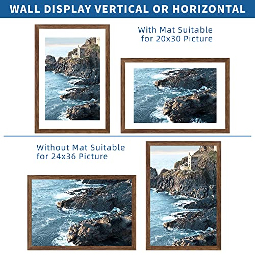 24x36 Poster Frame Set of 2 - Rustic Brown Wood Style for 20x30 or 24x36 Photos (Variation: Rustic Brown / 24x36 in)
