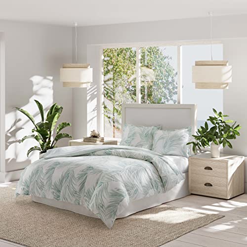 King Duvet Cover Set with Matching Shams - Canyon Palms Green - Breathable Cotton