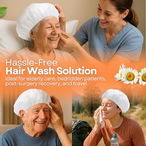Shampoo Caps No Rinse, Gifts for Bedridden Women, Shower Caps for Women Disposable, No Rinse Shampoo Cap, Best Gifts for Bedridden Elderly (Pack of 12)