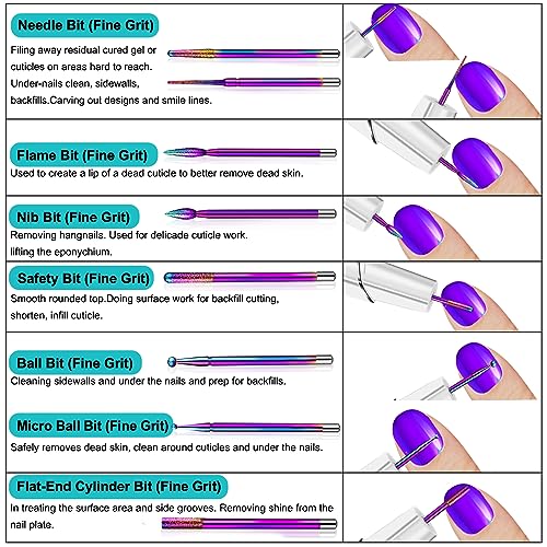Lake Blue Nail Drill Bits Set with Rhinestone Storage Box – 25 Pieces for Acrylic & Gel Nails