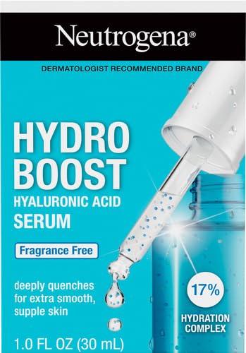 Neutrogena Hydro Boost Hyaluronic Acid Serum 1 Fl Oz Pack of 2 - Lightweight Hydrating Face & Neck Serum for Dry Skin