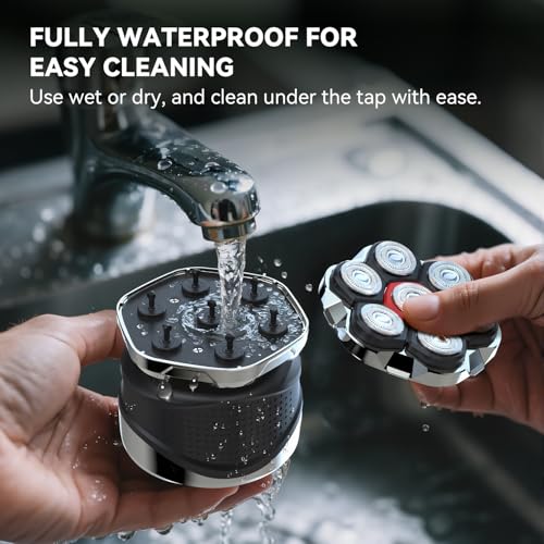Men's Electric Rotary Shavers Bald£¬2026 Upgrade 7D Floating Electric Shaver with LED Display, IPX7 Waterproof, Type-C Fast Charge, Magnetic Heads, Travel Case - Ideal Men's Grooming Gift