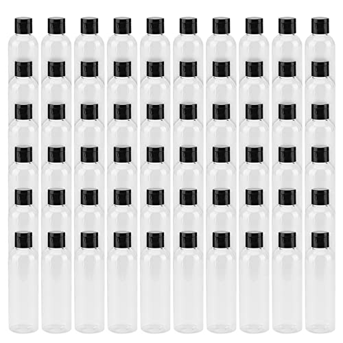 60 Pack 4 Oz Clear Plastic Travel Bottles with Flip Caps - Refillable Shampoo & Lotion Containers
