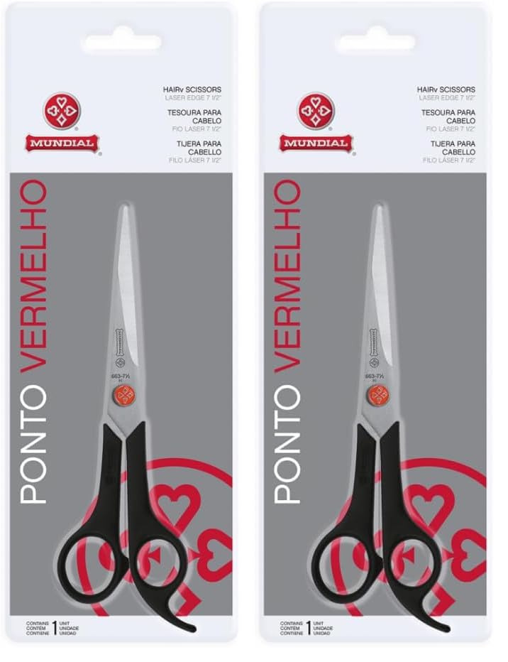 Mundial 663-7 Red Dot 7.5-Inch Stainless Steel Barber Shears Pack of 2