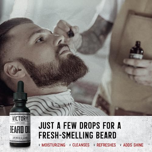 Victory Barber & Brand Beard Oil for Men - Moisturizing, Scented Cedar & Lavender, End Beardruff, Made in USA
