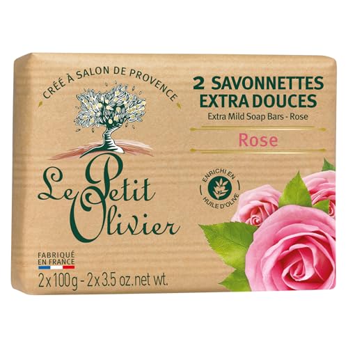 Le Petit Olivier Extra Mild Soaps - Rose for Women - 2 x 3.5 oz Soap