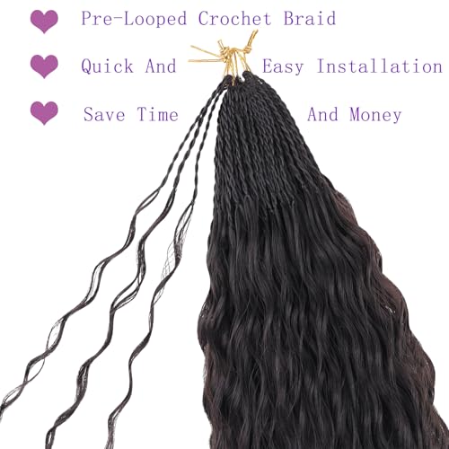 Pre-Looped Micro Brazilian Curly Crochet Hair 24 Inch - Pack of 8, Color 1B#