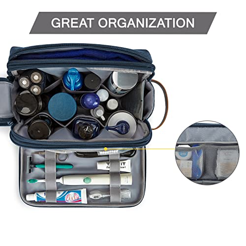 Large Water-Resistant Canvas Toiletry Bag for Men - Navy Blue Travel Organizer