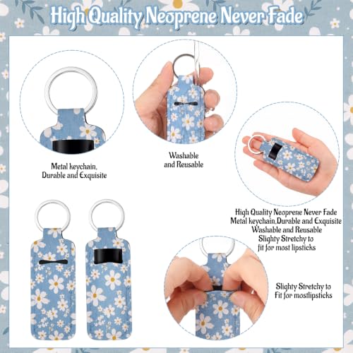 Floral Lipstick Holder Keychain with Lip Gloss Sleeve - 40 Pcs