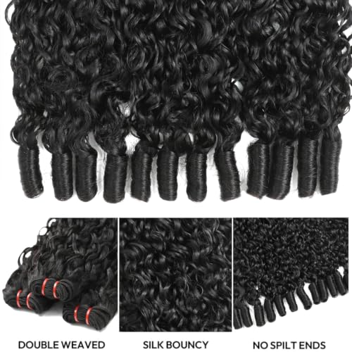 Burmese Curly Human Hair Bundles 16 Inch Natural Black Spiral Ends Virgin Hair