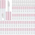 Patelai 100 Pieces 1.2 ml Clear Mini Lip Gloss Tube Refillable Empty Lip Balm Gloss Containers for DIY Makeup, Pink