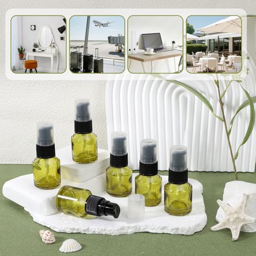 Glass Travel Lotion Bottles Set - 18 Mini Refillable Pumps for Oils, Creams & Liquids