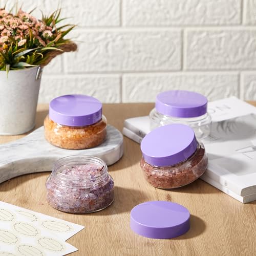 24 Pack 5 oz Clear Purple Plastic Cosmetic Jars with Lids & Labels - Reusable