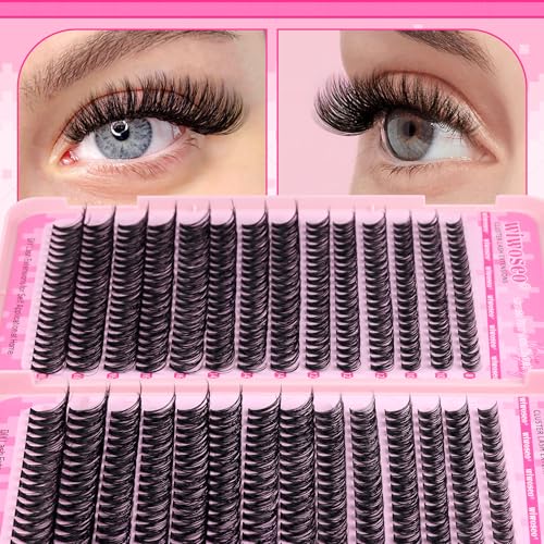 wiwoseo Wispy Lash Clusters Eyelash Extensions Natural Eyelash Clusters 560pcs Individual Lashes 40p+50p DIY Lash Extensions Cluster Lashes Natural Look Lashes Clusters for Beginners (8-18MM)