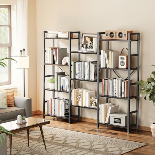 SUPERJARE Black 4-Tier Triple Bookshelf with 11 Adjustable Shelves - Home & Office Storage