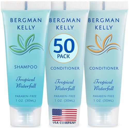 Travel Shampoo & Conditioner Set - Tropical Waterfall Scent, 50 Pack - Bergman Kelly