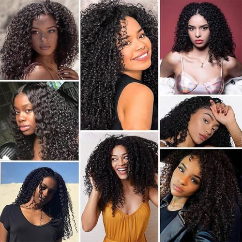 Ubinica 3-Pack Deep Wave Human Hair Bundles 8-12 Inch Natural Black 300g #1B