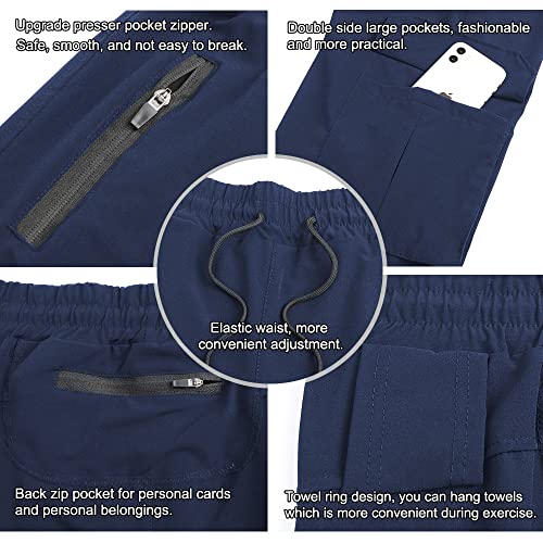 Men's Tapered Jogger Pants - Athletic Workout Sweatpants, Navy Blue, Medium