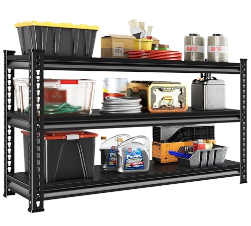 Rufokisa Black Heavy Duty Metal Garage Shelving 3-Tier 48"W x 18"D x 39"H Adjustable Storage Racks